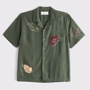 Abercrombie Camp Collar Summer Linen Blend Shirt